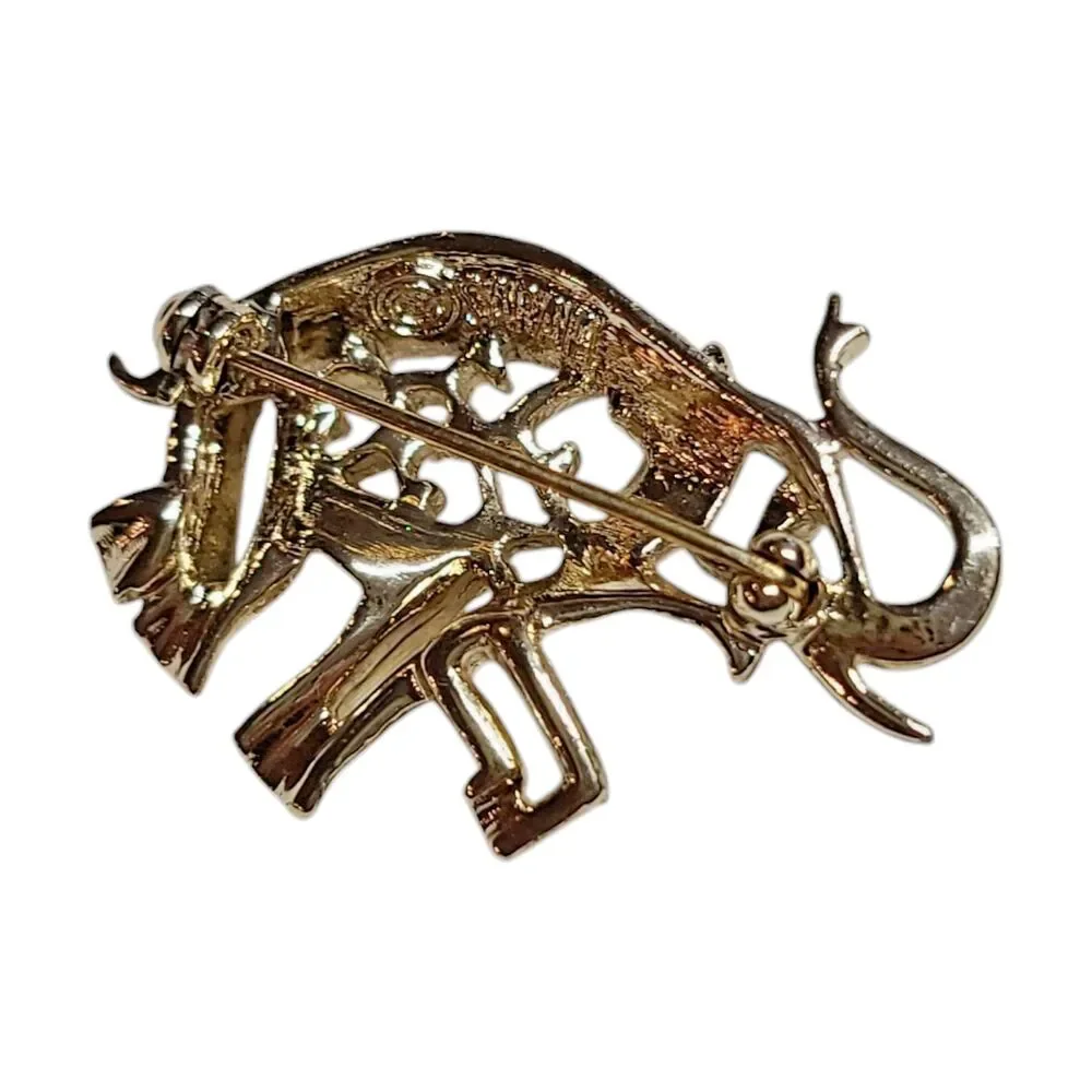 Vintage Sarah Coventry Cut Our Gold Tone Elephant Brooch